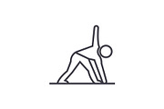 yoga man vector line icon, sign, illustration on background, editable strokes