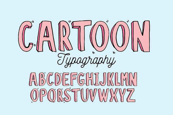 hand drawn cartoon typography vector