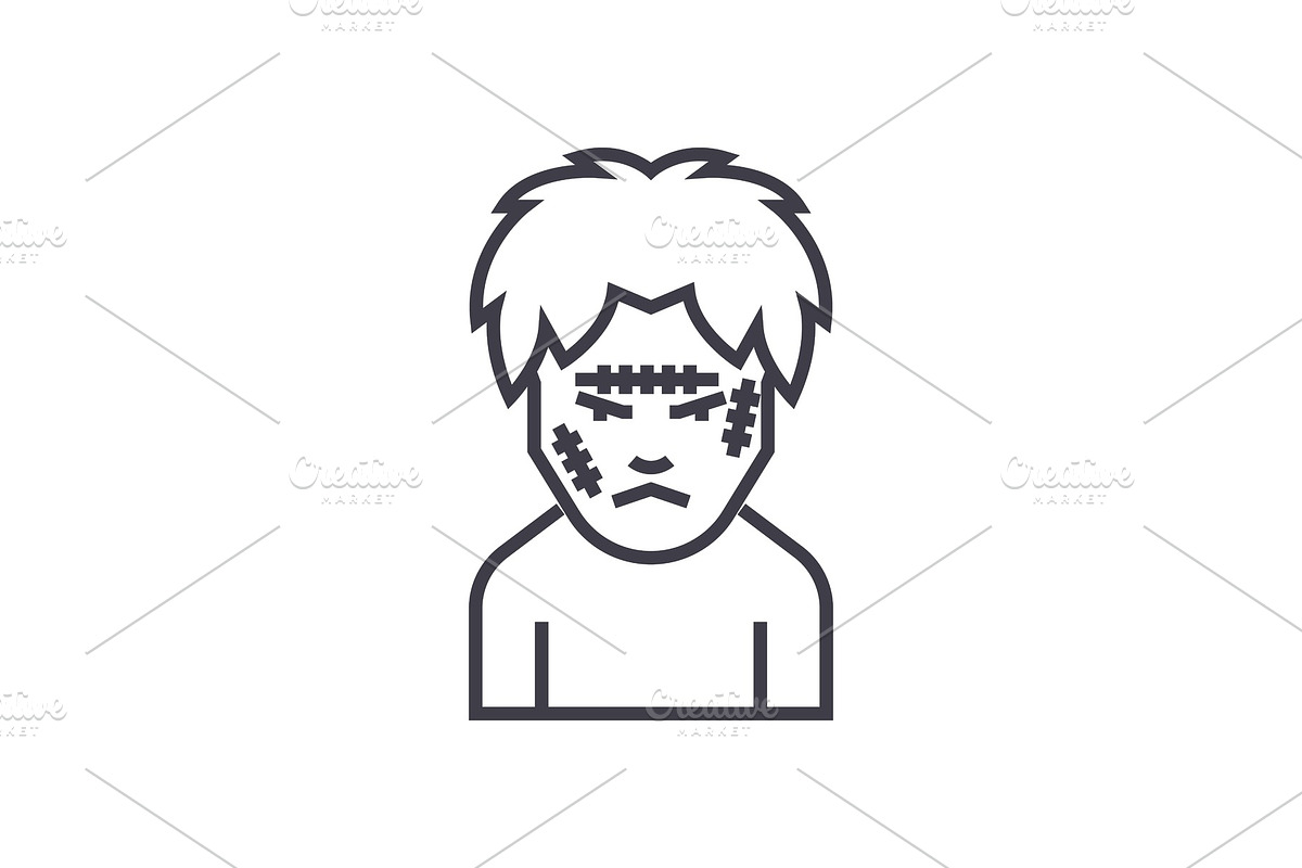 zombie vector line icon, sign, illustration on background, editable strokes in Objects - product preview 8