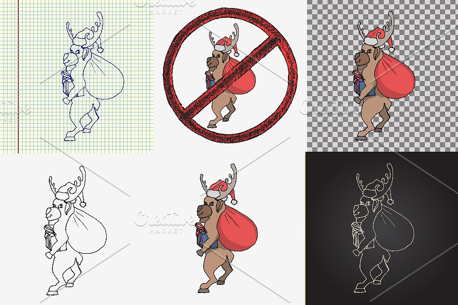 Santa Claus deer in Illustrations - product preview 8