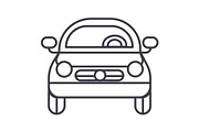 car vehicle, front view vector line icon, sign, illustration on background, editable strokes
