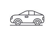 car, vehicle, automobile vector line icon, sign, illustration on background, editable strokes
