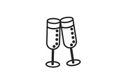 cheers,wine glasses vector line icon, sign, illustration on background, editable strokes