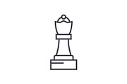 chess queen vector line icon, sign, illustration on background, editable strokes