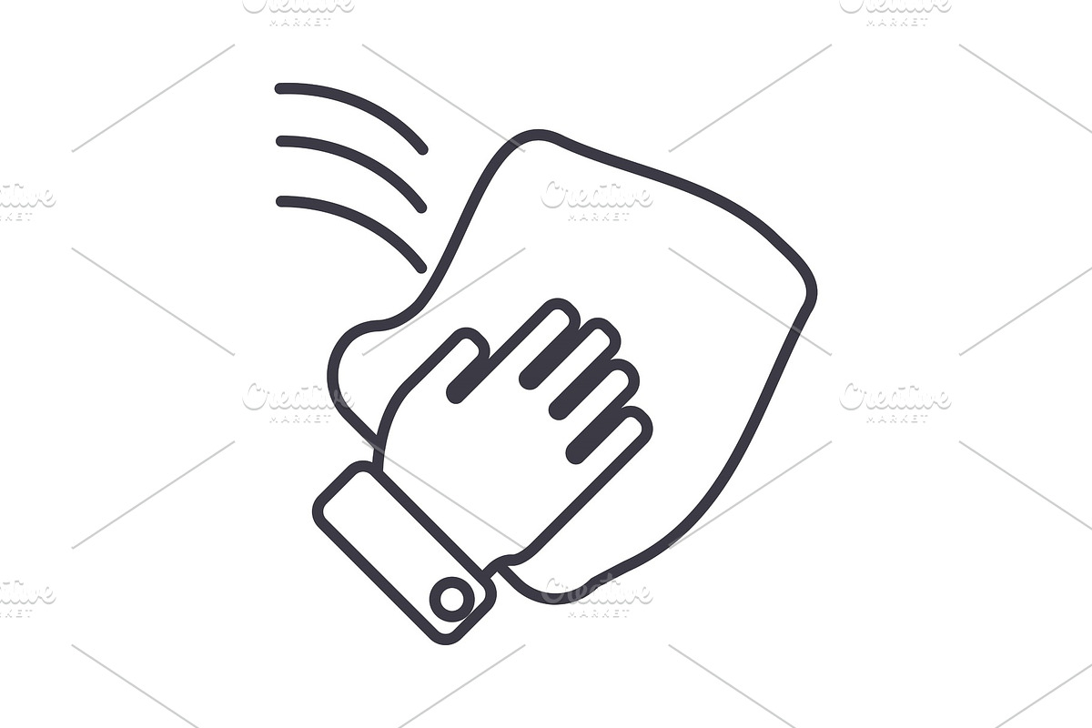 cleaning hand, wash cloth vector line icon, sign, illustration on background, editable strokes in Objects - product preview 8