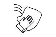 cleaning hand, wash cloth vector line icon, sign, illustration on background, editable strokes