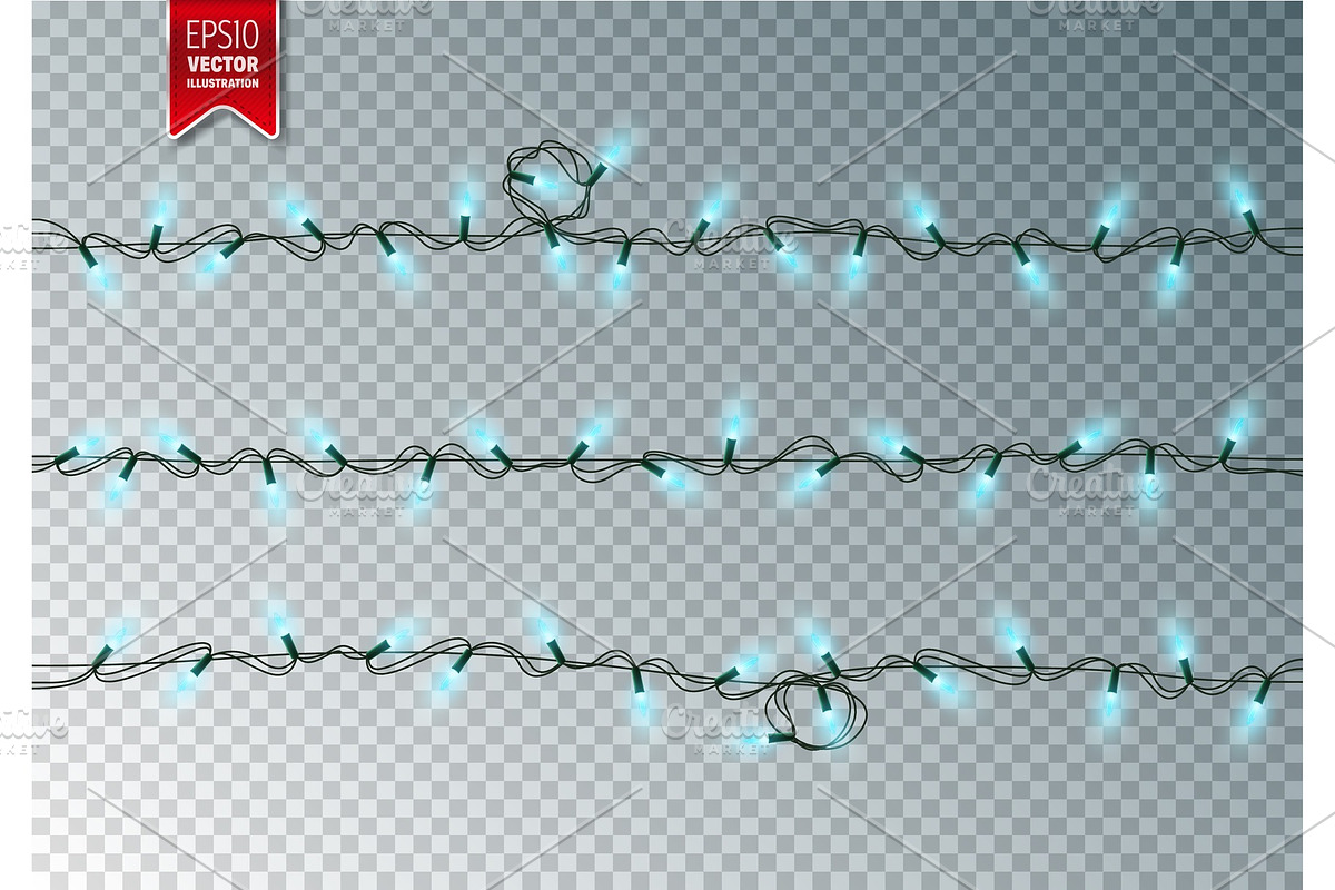 Christmas Festive Lights. Decorative Glowing Garland Isolated on Transparent Background. Shiny Colorful Decoration for Christmas and New Year Holidays. in Objects - product preview 8