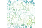 Vector pastel blue green tropical leaves summer seamless pattern with tropical green, blue plants and leaves on white background. Great for vacation themed fabric, wallpaper, packaging.