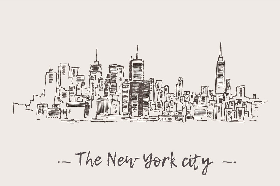 Set of New York city skylines in Illustrations - product preview 8