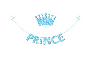 Cute bunting as festive glitter letters and crown for your decoration