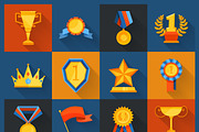 Award icons set flat