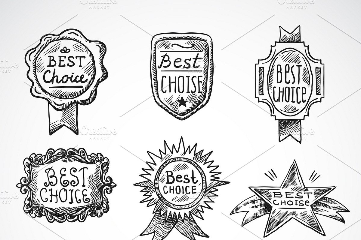 Best choice badge sketch set in Graphics - product preview 8