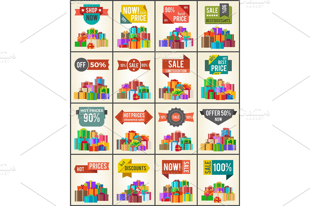 Big Collection of Best Prices Promo Posters Boxes in Illustrations - product preview 8
