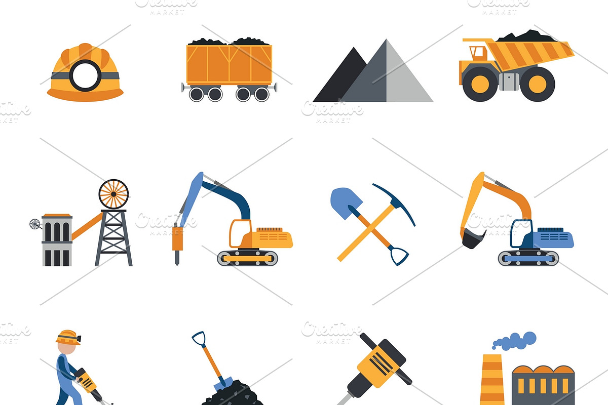 Coal industry icons set in Graphics - product preview 8