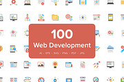 100 Flat Icons of Web Development