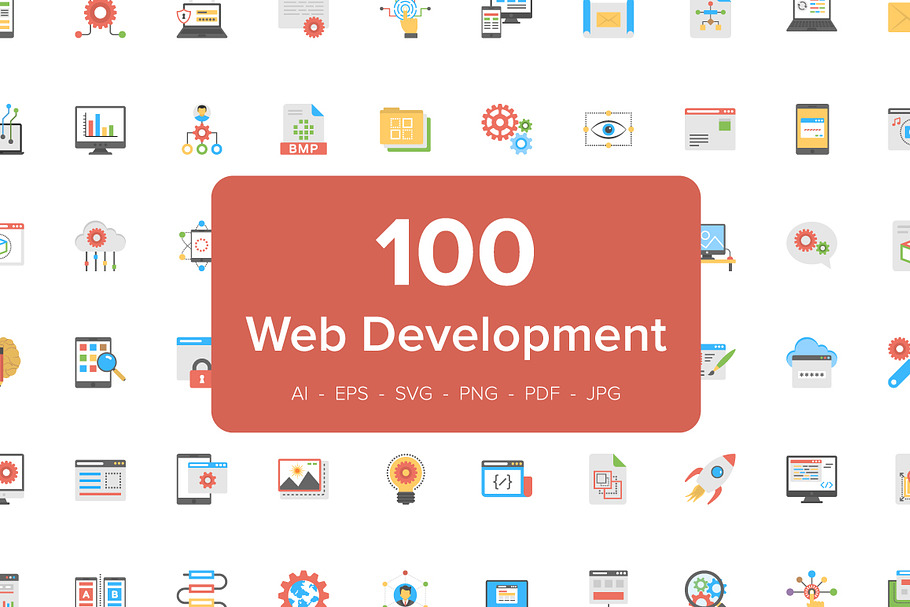 100 Flat Icons of Web Development
