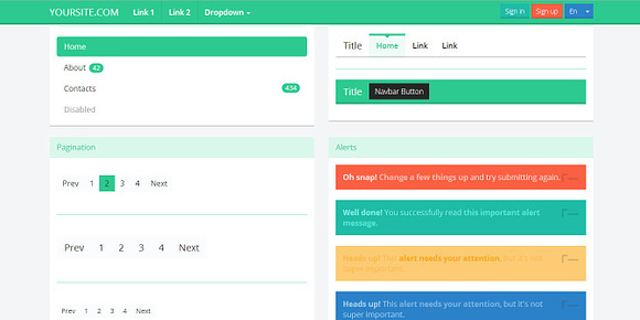 Bootstrap 3.0. WhiteGreen flat theme in Bootstrap Themes - product preview 2