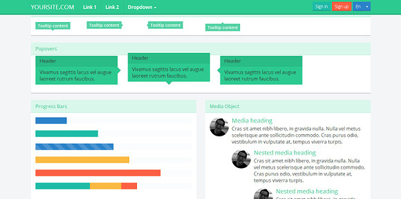 Bootstrap 3.0. WhiteGreen flat theme in Bootstrap Themes - product preview 3