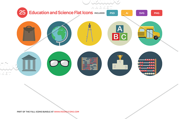 Education and Science Flat Icons Set in Graphics - product preview 2