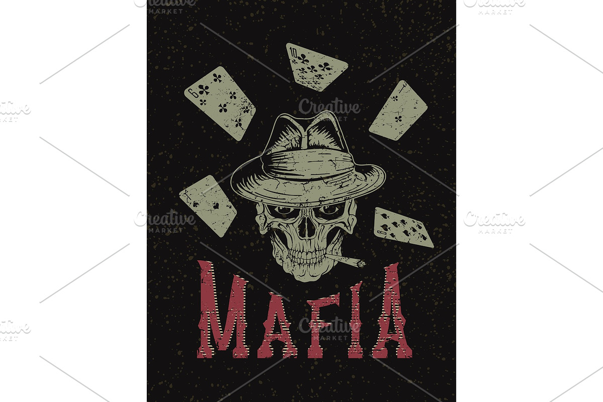 Vintage label with gangster in Illustrations - product preview 8