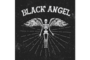Vintage label with black angel