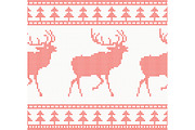 Knitted Deer Seamless Pattern in Red