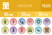 50 Museum Filled Low Poly Icons