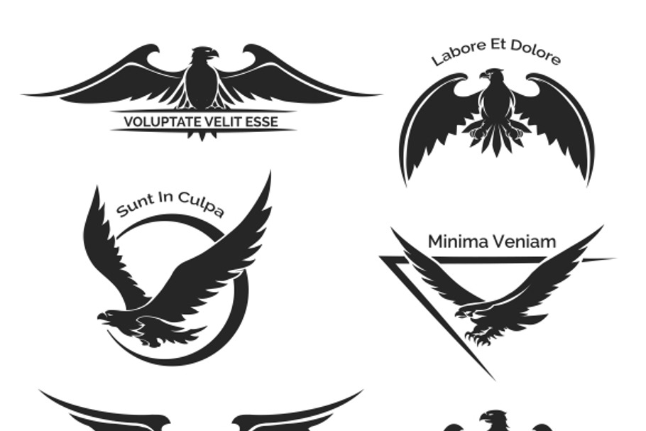 Set of eagle logo in Graphics - product preview 8