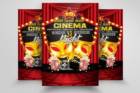 10 Movie Theater Flyer Bundle Vol:01 in Flyer Templates - product preview 6