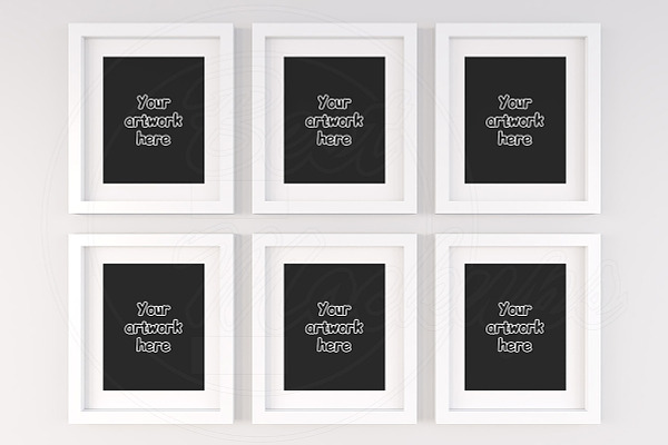 Set of 6 blank white frame mock ups
