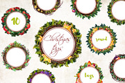 Christmas Round Tags - 10 clip art