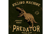 Vintage label with tyrannosaur