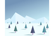 Flat winter forest illustration
