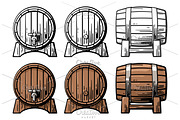 Wooden barrel set.