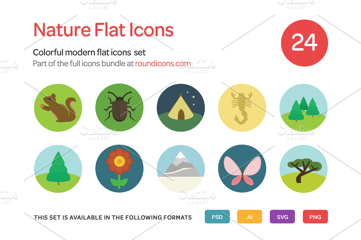 Nature Flat Icons Set in Graphics - product preview 8