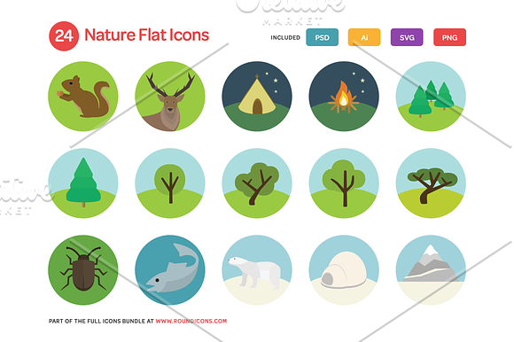 Nature Flat Icons Set in Graphics - product preview 1