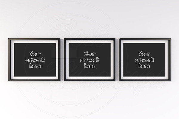 Three black and white mockup frame