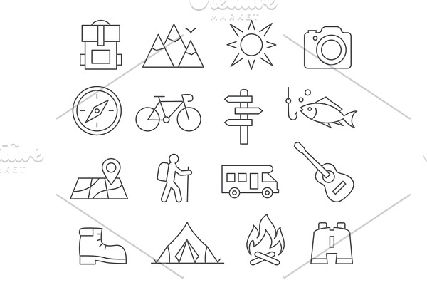 Camping Line Icons
