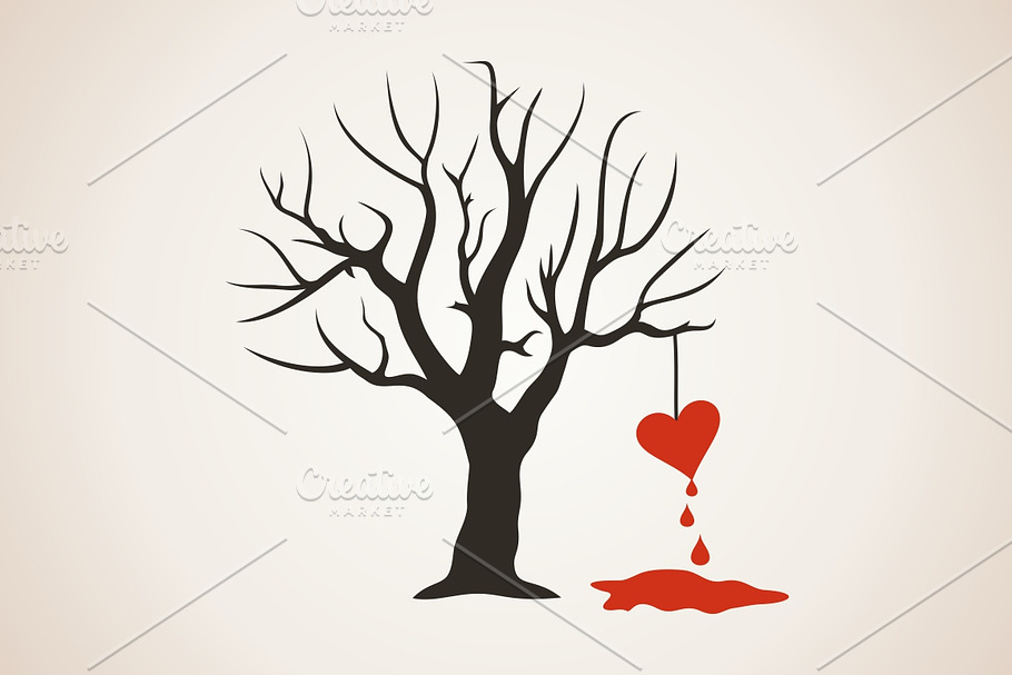 Heart on a tree in Illustrations - product preview 8