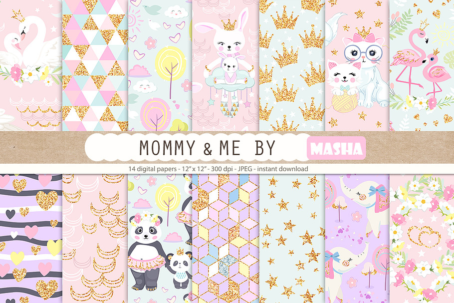 Mommy and Me digital papers