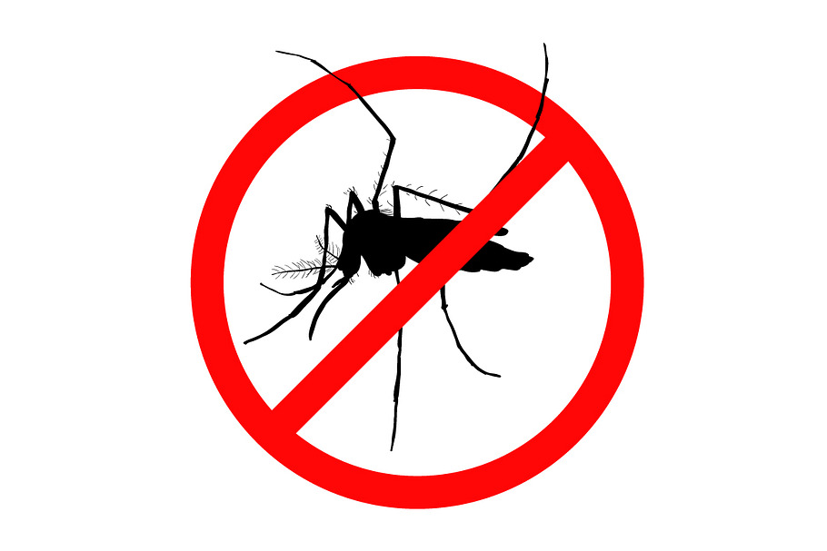 Prohibition sign for mosquito on in Illustrations - product preview 8
