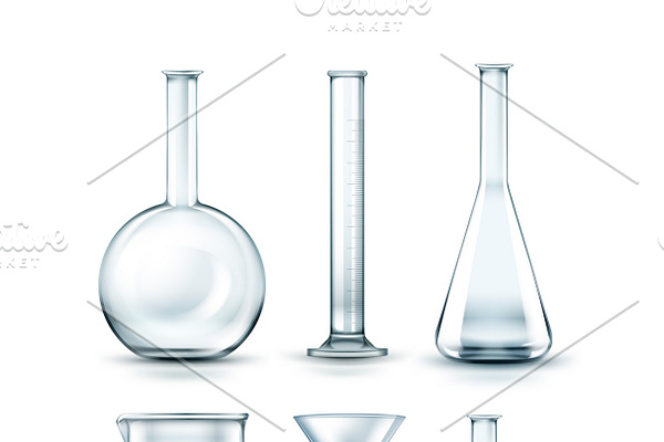 Glass chemical laboratory flasks