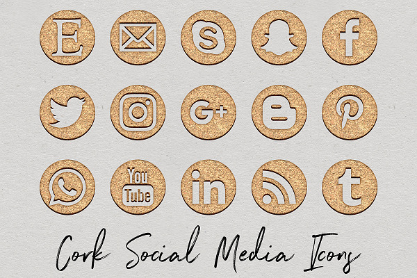 Cork Social Media Icons Set
