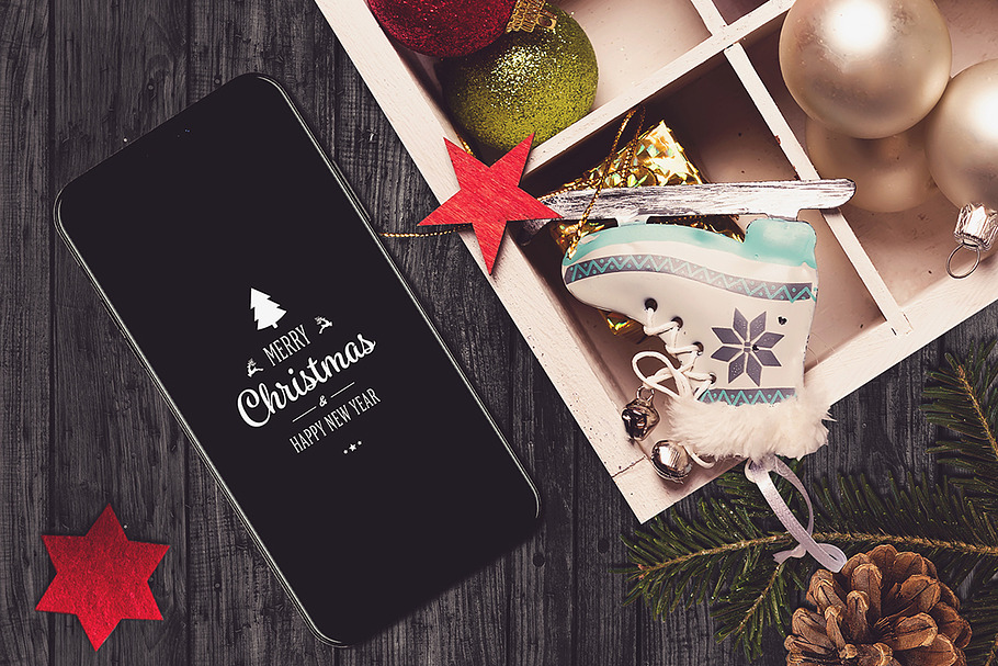 Iphone X Christmas Mock-up #10 in Mobile & Web Mockups - product preview 8