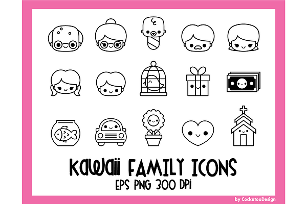 Kawaii family icons