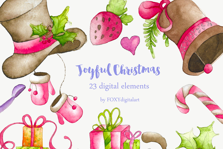 Watercolor Christmas Clipart Holiday