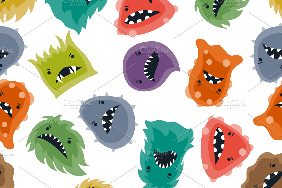 Patterns with little angry viruses. in Patterns - product preview 8