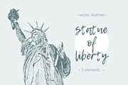 Set of sketches of Statue of Liberty