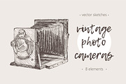 Set of illustrations of reto cameras