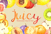 Watercolor Juicy Fruit Clip Art Set